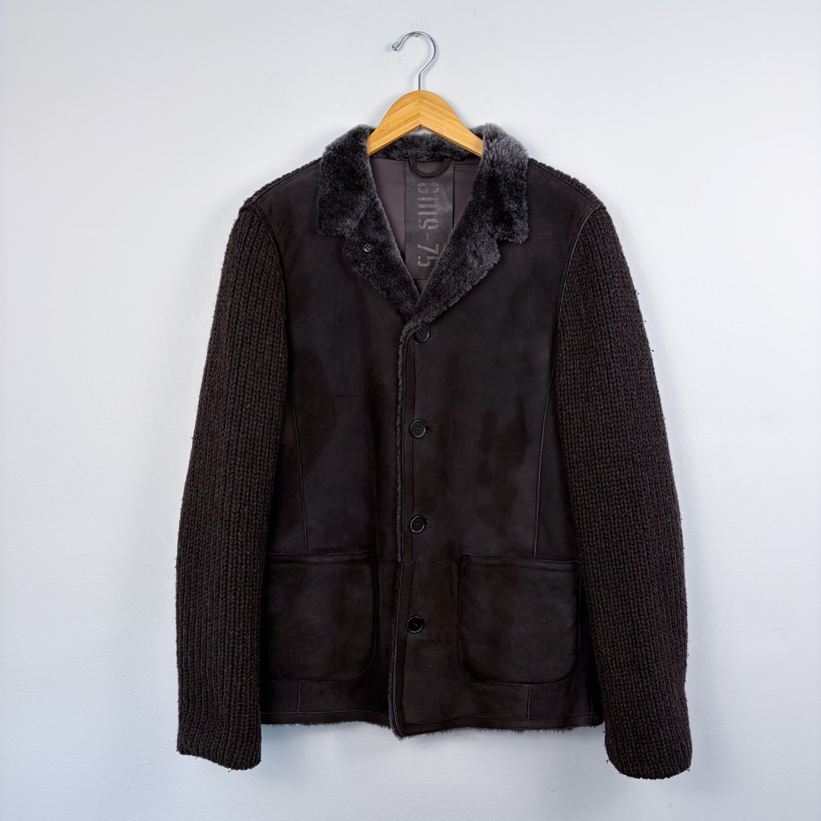 Gimo's Gms-75 Suede And Shearling Jacket Charcoal Medium